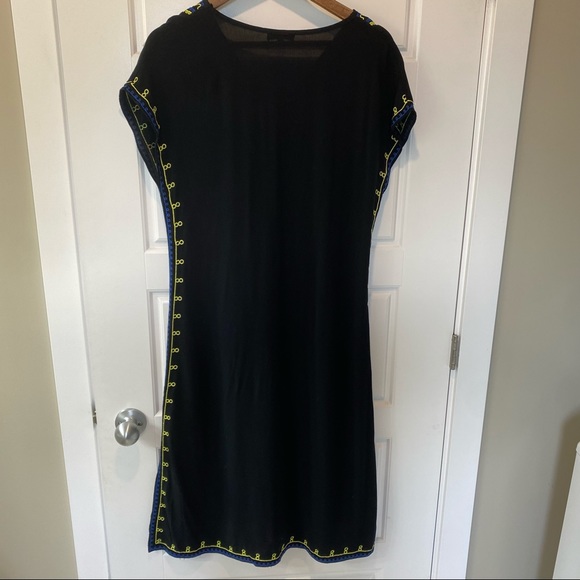 Neiman Marcus V Neck Embroidered Midi Dress - Picture 5 of 8